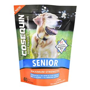 nutramax cosequin senior joint health supplement for senior dogs – with glucosamine, chondroitin, omega-3 for skin and coat health and beta glucans for immune support, 60 soft chews