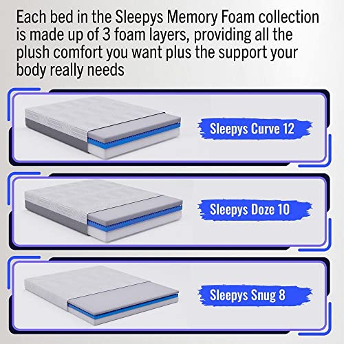 Sleepy's by Mattress Firm | Memory Foam Doze Mattress | Queen Size | 10" Medium Comfort | Pressure Relief | Moisture Wicking Breathable | Adjustable Base Friendly