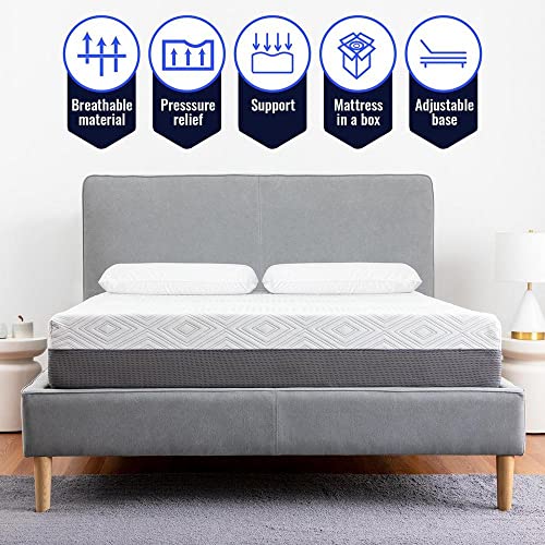 Sleepy's by Mattress Firm | Memory Foam Doze Mattress | Queen Size | 10" Medium Comfort | Pressure Relief | Moisture Wicking Breathable | Adjustable Base Friendly