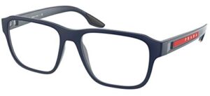 prada linea rossa ps 04nv men’s eyeglasses blue rubber 54