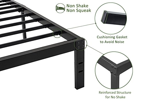45MinST 14 Inch Platform Bed Frame/Easy Assembly Mattress Foundation / 3000lbs Heavy Duty Steel Slat/Noise Free/No Box Spring Needed, Queen