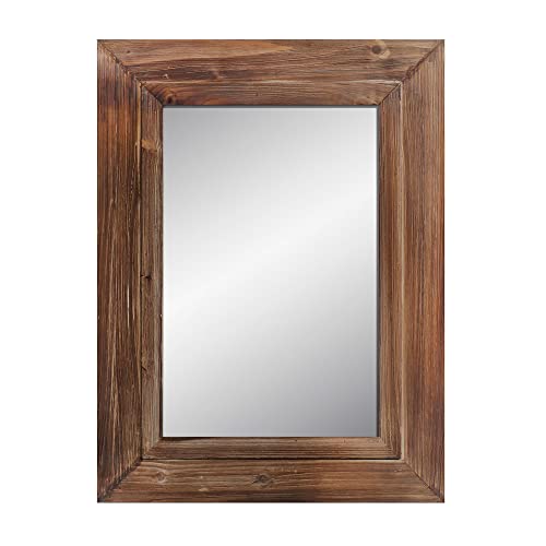 Barnyard Designs 24x32 Dark Wood Farmhouse Wall Mirror, Wooden Large Rustic Wall Mirror, Bedroom Mirrors for Wall Decor, Decorative Dark Wood Wall Mirror Living Room or Bathroom Vanity, Brown