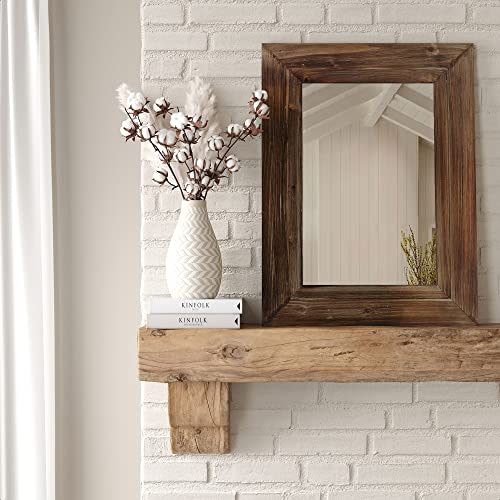 Barnyard Designs 24x32 Dark Wood Farmhouse Wall Mirror, Wooden Large Rustic Wall Mirror, Bedroom Mirrors for Wall Decor, Decorative Dark Wood Wall Mirror Living Room or Bathroom Vanity, Brown