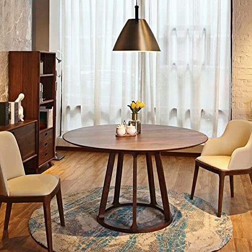 SUSUO Mid-Century Modern Classic Solid Wood Dining Table Round for Small Space, Minimalist Walnut Ash Dining Table with Round Pedestal Base, 31.5" Coffee Table for 2-4