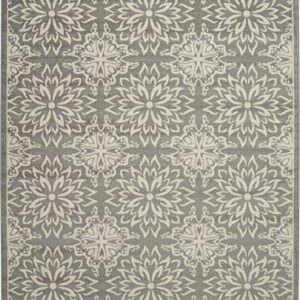 Nourison Jubilant Floral Ivory/Grey 7'10" x 9'10" Area Rug, Easy -Cleaning, Non Shedding, Bed Room, Living Room, Dining Room, Kitchen (8x10)