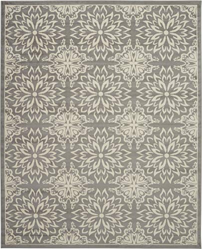 Nourison Jubilant Floral Ivory/Grey 7'10" x 9'10" Area Rug, Easy -Cleaning, Non Shedding, Bed Room, Living Room, Dining Room, Kitchen (8x10)