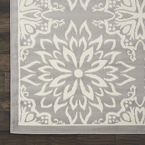 Nourison Jubilant Floral Ivory/Grey 7'10" x 9'10" Area Rug, Easy -Cleaning, Non Shedding, Bed Room, Living Room, Dining Room, Kitchen (8x10)