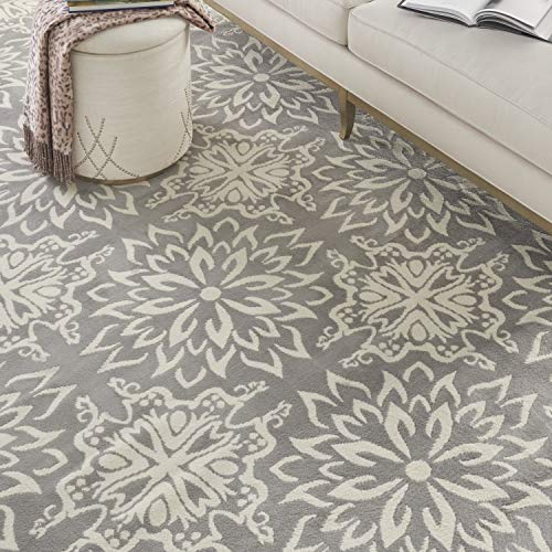 Nourison Jubilant Floral Ivory/Grey 7'10" x 9'10" Area Rug, Easy -Cleaning, Non Shedding, Bed Room, Living Room, Dining Room, Kitchen (8x10)