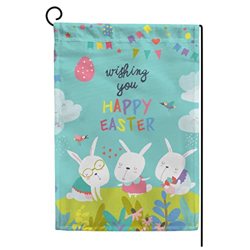 My Little Nest Seasonal Garden Flag Easter Bunnies Vertical Garden Flags Double Sided for Home Farmhouse Yard Holiday Flag Outdoor Decoration Banner 12"x18"