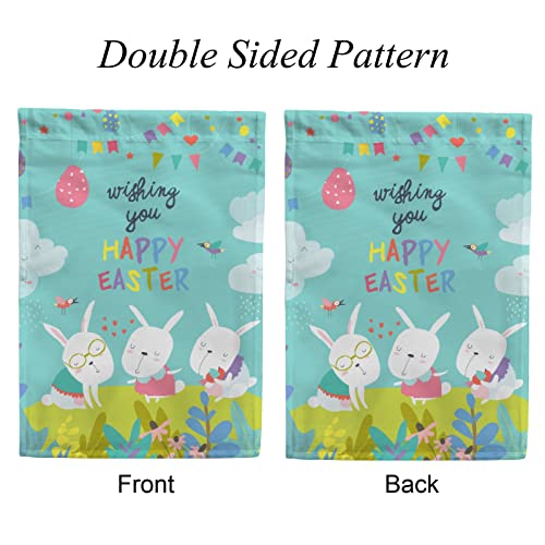 My Little Nest Seasonal Garden Flag Easter Bunnies Vertical Garden Flags Double Sided for Home Farmhouse Yard Holiday Flag Outdoor Decoration Banner 12"x18"