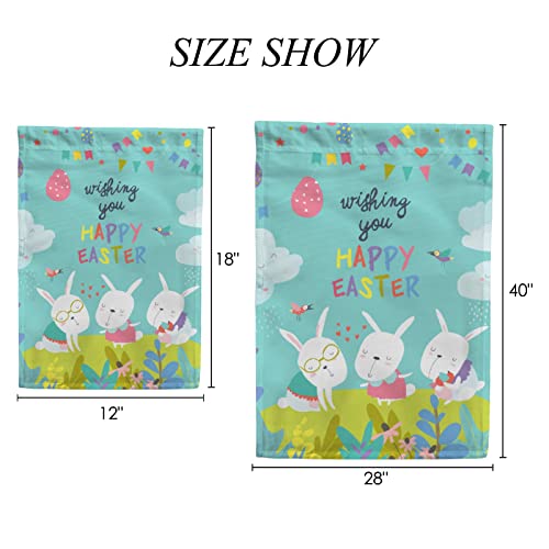 My Little Nest Seasonal Garden Flag Easter Bunnies Vertical Garden Flags Double Sided for Home Farmhouse Yard Holiday Flag Outdoor Decoration Banner 12"x18"