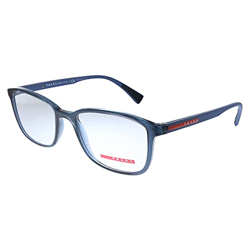 Prada Linea Rossa Lifestyle PS 04IV CZH1O1 Transparent Azure Plastic Rectangle Eyeglasses 53mm