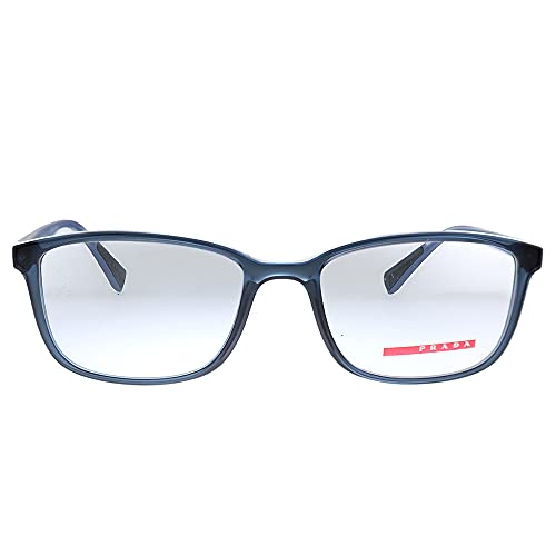 Prada Linea Rossa Lifestyle PS 04IV CZH1O1 Transparent Azure Plastic Rectangle Eyeglasses 53mm