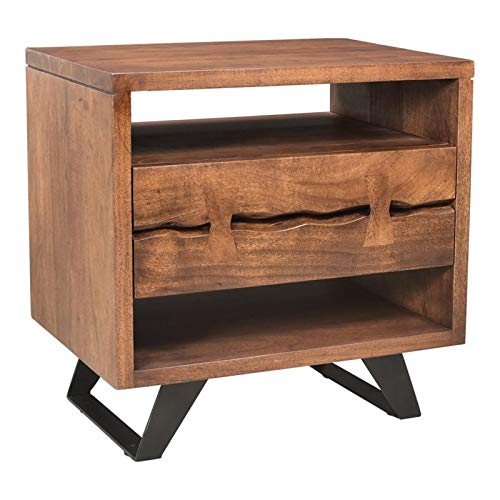 Moe's Home Collection Madagascar Acacia Wood Nightstand, Natural, 21.5"" h x 21.5"" w x 16"" d