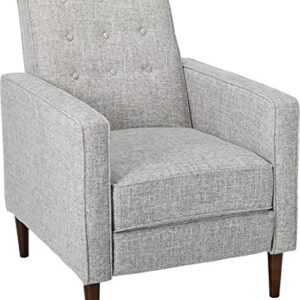 GDFStudio Macedonia Mid Century Modern Tufted Back Fabric Recliner (Light Grey Tweed).