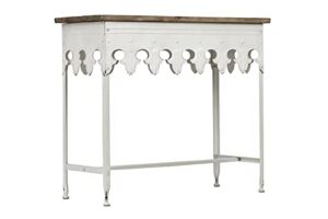 creative co-op ec0119 metal scalloped edge table wood top, antiqued white