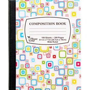 4-Pack Composition Notebook, 9-3/4" x 7-1/2", Wide Ruled, 100 Sheet (200 Page) - 18 Piece School Combo Pack, Pens - Highlighters - Mechanical Pencils - Refills (4 Composition Notebooks, 18 Combo Pack)