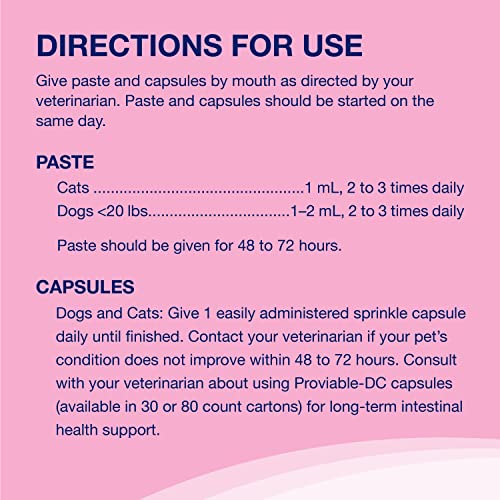 Nutramax Proviable Digestive Health Supplement Kit with Multi-Strain Probiotics and Prebiotics for Cats and Small Dogs, With 7-Strains of Bacteria, 15 mL Paste and 10 Capsules