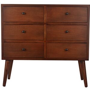 Decor Therapy Mid Century 6-Drawer Wood Accent Chest, Walnut