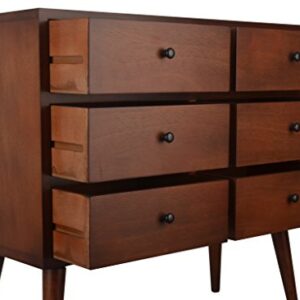 Decor Therapy Mid Century 6-Drawer Wood Accent Chest, Walnut