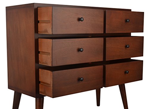 Decor Therapy Mid Century 6-Drawer Wood Accent Chest, Walnut