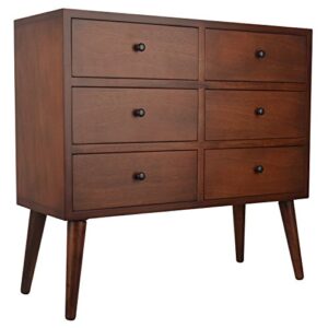 Decor Therapy Mid Century 6-Drawer Wood Accent Chest, Walnut