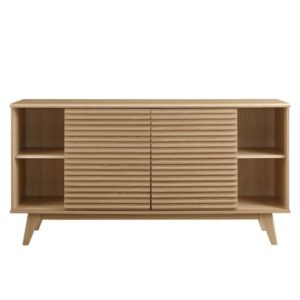 Modway Render 63" Mid-Century Modern Sideboard Buffet Table or TV Stand in Oak