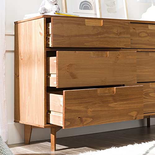 Home Accent Furnishings Transitional Farmhouse Framed 6-Drawer Dresser with Cup Handles - Caramel