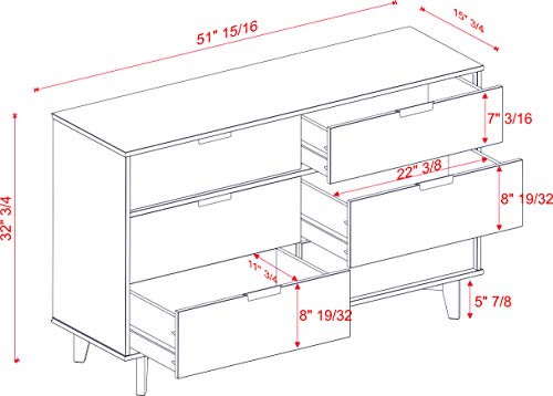 Home Accent Furnishings Transitional Farmhouse Framed 6-Drawer Dresser with Cup Handles - Caramel