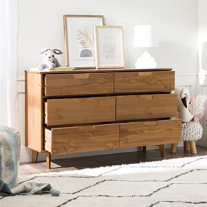 Home Accent Furnishings Transitional Farmhouse Framed 6-Drawer Dresser with Cup Handles - Caramel