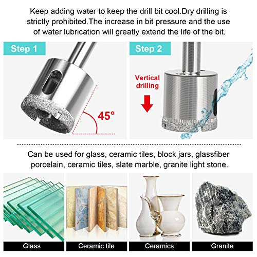 Hole Saw Set, 7Pcs Diamond Drill Bits with Hole Saw Guide Jig Fixture, 1-3.15 inch Coated Core Drill Bits, Adjustable Hole Saw Centering Locator Suction Holder for Glass,Ceramics,Tile