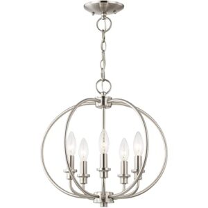 Livex Lighting 4665-91 Milania 5-Light Convertible Hanging Lantern/Ceiling Mount, Brushed Nickel