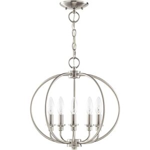 Livex Lighting 4665-91 Milania 5-Light Convertible Hanging Lantern/Ceiling Mount, Brushed Nickel