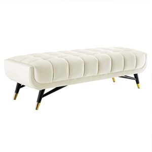 modway eei-4241 adept 60″ performance velvet bench in ivory, 60 inches