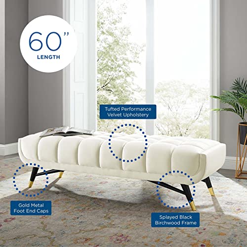 Modway EEI-4241 Adept 60" Performance Velvet Bench in Ivory, 60 Inches