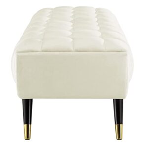 Modway EEI-4241 Adept 60" Performance Velvet Bench in Ivory, 60 Inches