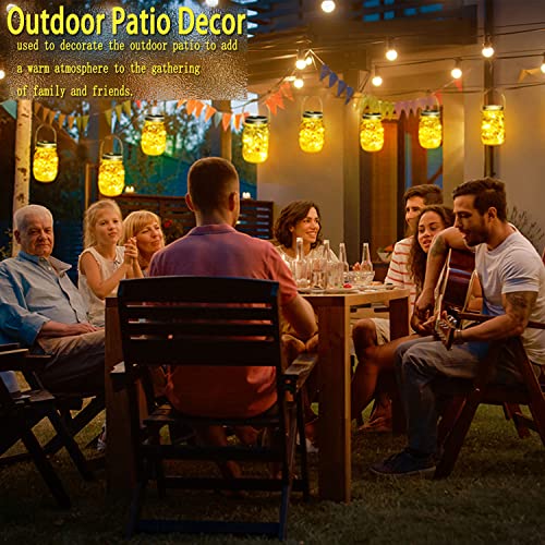 Cooo 8 Pack Lanterns Solar Powered 30LED Mason Jar Lights,Waterproof Hanging Patio Porch Garden Yard Backyard Balcony Lawn Handmade Wall Lighting Fixtures Decor（Hangers&Jars included）-Warm White