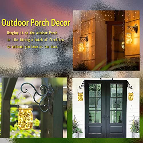 Cooo 8 Pack Lanterns Solar Powered 30LED Mason Jar Lights,Waterproof Hanging Patio Porch Garden Yard Backyard Balcony Lawn Handmade Wall Lighting Fixtures Decor（Hangers&Jars included）-Warm White