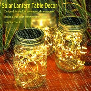 Cooo 8 Pack Lanterns Solar Powered 30LED Mason Jar Lights,Waterproof Hanging Patio Porch Garden Yard Backyard Balcony Lawn Handmade Wall Lighting Fixtures Decor（Hangers&Jars included）-Warm White