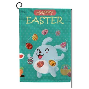 my little nest seasonal garden flag happt easter rabbit egg double sided vertical garden flags for home yard holiday flag outdoor decoration farmhouse banner 12″x18″