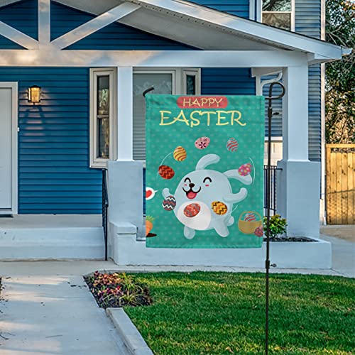 My Little Nest Seasonal Garden Flag Happt Easter Rabbit Egg Double Sided Vertical Garden Flags for Home Yard Holiday Flag Outdoor Decoration Farmhouse Banner 12"x18"