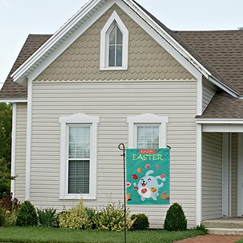 My Little Nest Seasonal Garden Flag Happt Easter Rabbit Egg Double Sided Vertical Garden Flags for Home Yard Holiday Flag Outdoor Decoration Farmhouse Banner 12"x18"