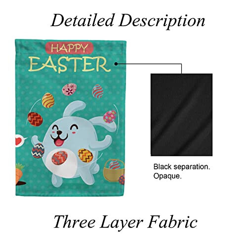 My Little Nest Seasonal Garden Flag Happt Easter Rabbit Egg Double Sided Vertical Garden Flags for Home Yard Holiday Flag Outdoor Decoration Farmhouse Banner 12"x18"