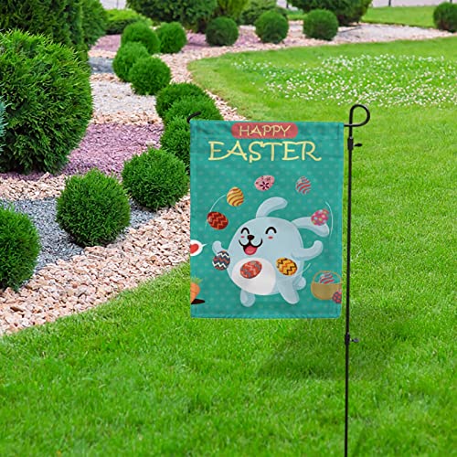 My Little Nest Seasonal Garden Flag Happt Easter Rabbit Egg Double Sided Vertical Garden Flags for Home Yard Holiday Flag Outdoor Decoration Farmhouse Banner 12"x18"