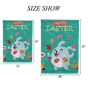 My Little Nest Seasonal Garden Flag Happt Easter Rabbit Egg Double Sided Vertical Garden Flags for Home Yard Holiday Flag Outdoor Decoration Farmhouse Banner 12"x18"