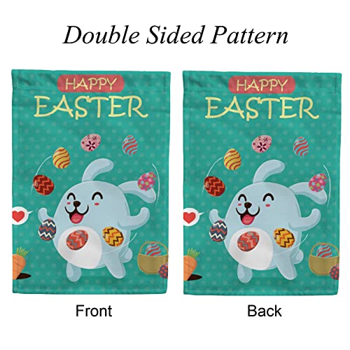 My Little Nest Seasonal Garden Flag Happt Easter Rabbit Egg Double Sided Vertical Garden Flags for Home Yard Holiday Flag Outdoor Decoration Farmhouse Banner 12"x18"