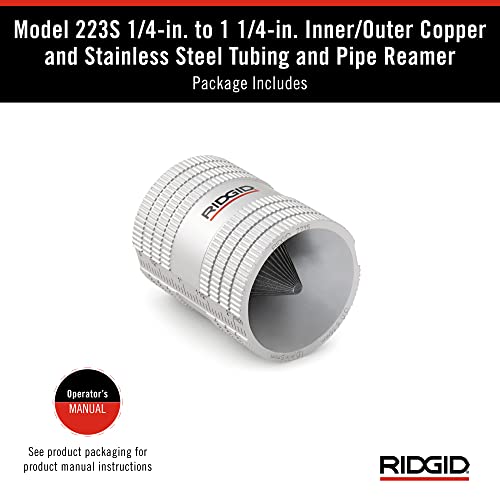 RIDGID 29983 Model 223S 1/4" to 1-1/4" Inner/Outer Copper and Stainless Steel Tubing and Pipe Reamer