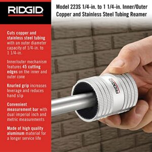 RIDGID 29983 Model 223S 1/4" to 1-1/4" Inner/Outer Copper and Stainless Steel Tubing and Pipe Reamer