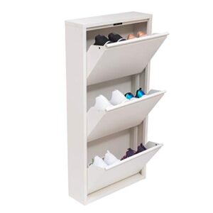 mabel home modern 3 & 4 drawer shoe cabinet, 3-4tier shoe rack storage organizer, (white) (3 & 4tier) (3 tier)