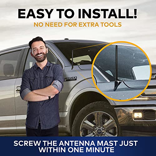 Antenna Mast for Ford F150 (2009-2023) | Highly Durable Premium Truck Antenna 6 3/4 Inch | Car Wash-Proof Radio Antenna for FM AM | Black, Automotive Antenna Replacement for Cars | F-150 Accessories